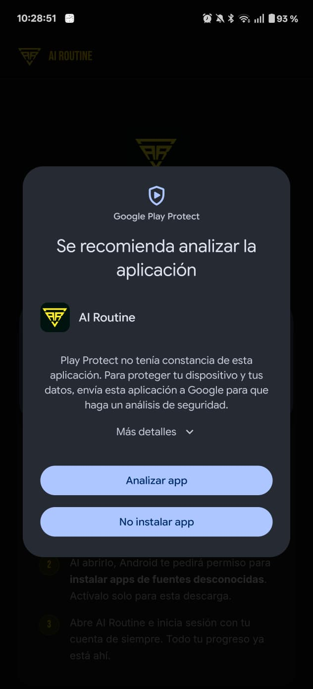 Google Play Protect analizando la app